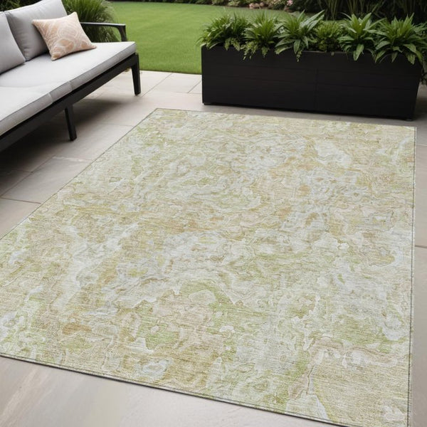 Homeroots 3' Beige Tan And Taupe Abstract Washable Area Rug For Indoor And Outdoor Spaces, Durable Design 5' X 8' Polyester 588445