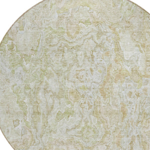 Homeroots 3' Beige Tan And Taupe Abstract Washable Area Rug For Indoor And Outdoor Spaces, Durable Design 8' Round Polyester 588446