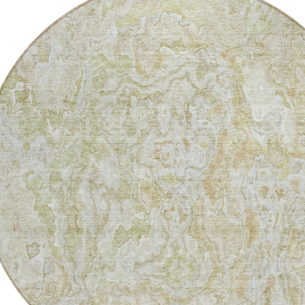 Homeroots 3' Beige Tan And Taupe Abstract Washable Area Rug For Indoor And Outdoor Spaces, Durable Design 8' Round Polyester 588446