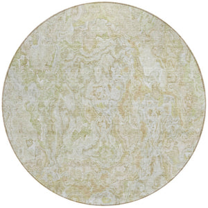 Homeroots 3' Beige Tan And Taupe Abstract Washable Area Rug For Indoor And Outdoor Spaces, Durable Design 8' Round Polyester 588446