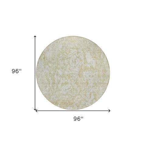 Homeroots 3' Beige Tan And Taupe Abstract Washable Area Rug For Indoor And Outdoor Spaces, Durable Design 8' Round Polyester 588446