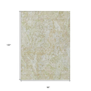 Homeroots 3' Beige Tan And Taupe Abstract Washable Area Rug For Indoor And Outdoor Spaces, Durable Design 8' X 10' Polyester 588447