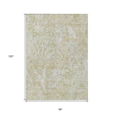 Homeroots 3' Beige Tan And Taupe Abstract Washable Area Rug For Indoor And Outdoor Spaces, Durable Design 8' X 10' Polyester 588447