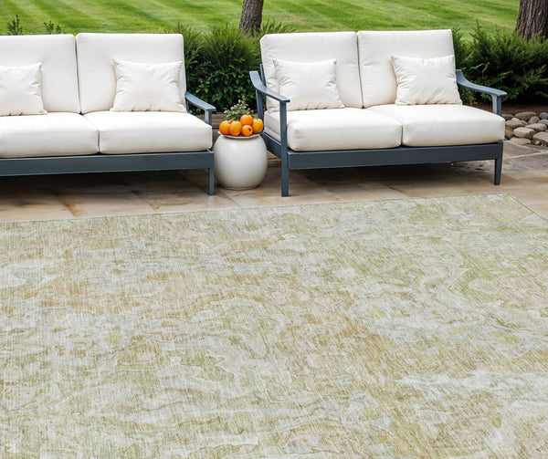 Homeroots 3' Beige Tan And Taupe Abstract Washable Area Rug For Indoor And Outdoor Spaces, Durable Design 8' X 10' Polyester 588447