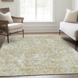 Homeroots 3' Beige Tan And Taupe Abstract Washable Area Rug For Indoor And Outdoor Spaces, Durable Design 9' X 12' Polyester 588448