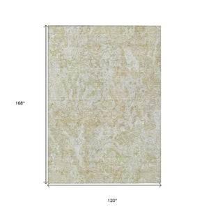Homeroots 3' Beige Tan And Taupe Abstract Washable Area Rug For Indoor And Outdoor Spaces, Durable Design 10' X 14' Polyester 588449