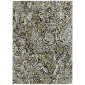 Homeroots 3' Beige Tan And Taupe Abstract Washable Area Rug For Indoor And Outdoor Spaces, Durable Design 5' X 8' Polyester 588451