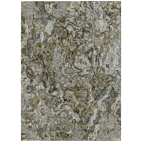 Homeroots 3' Beige Tan And Taupe Abstract Washable Area Rug For Indoor And Outdoor Spaces, Durable Design 5' X 8' Polyester 588451
