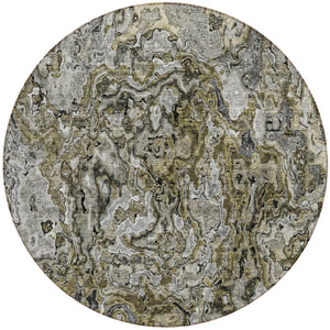 Homeroots 3' Beige Tan And Taupe Abstract Washable Area Rug For Indoor And Outdoor Spaces, Durable Design 8' Round Polyester 588452