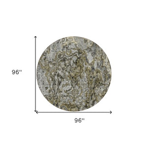 Homeroots 3' Beige Tan And Taupe Abstract Washable Area Rug For Indoor And Outdoor Spaces, Durable Design 8' Round Polyester 588452