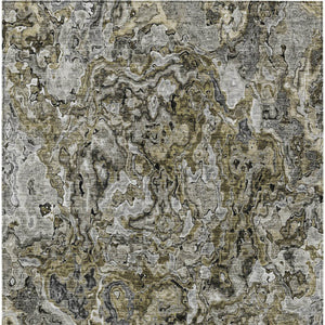 Homeroots 3' Beige Tan And Taupe Abstract Washable Area Rug For Indoor And Outdoor Spaces, Durable Design 9' X 12' Polyester 588454