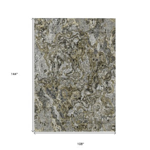 Homeroots 3' Beige Tan And Taupe Abstract Washable Area Rug For Indoor And Outdoor Spaces, Durable Design 9' X 12' Polyester 588454