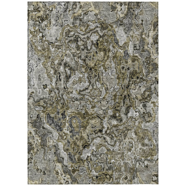 HomeRoots 9' Abstract Brown Beige Tan Area Rug - Durable, Machine Washable for Indoor & Outdoor Spaces 9' X 12' 588454