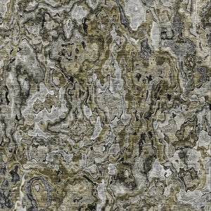 Homeroots 3' Beige Tan And Taupe Abstract Washable Area Rug For Indoor And Outdoor Spaces, Durable Design 9' X 12' Polyester 588454