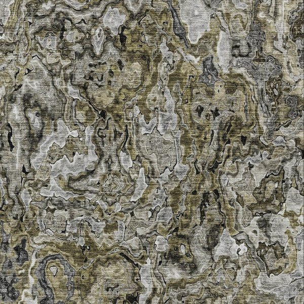 Homeroots 3' Beige Tan And Taupe Abstract Washable Area Rug For Indoor And Outdoor Spaces, Durable Design 9' X 12' Polyester 588454