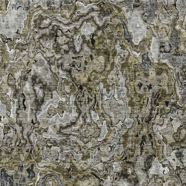 Homeroots 3' Beige Tan And Taupe Abstract Washable Area Rug For Indoor And Outdoor Spaces, Durable Design 10' X 14' Polyester 588455