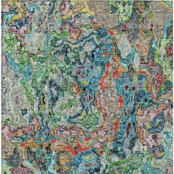 Homeroots 3' Beige Tan And Taupe Abstract Washable Area Rug For Indoor And Outdoor Spaces, Durable Design 3' X 5' Polyester 588456