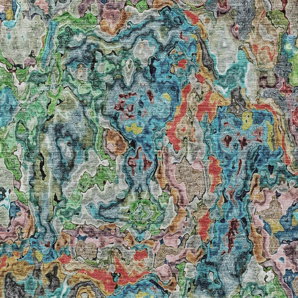 Homeroots 3' Beige Tan And Taupe Abstract Washable Area Rug For Indoor And Outdoor Spaces, Durable Design 3' X 5' Polyester 588456