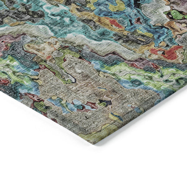 Homeroots 3' Beige Tan And Taupe Abstract Washable Area Rug For Indoor And Outdoor Spaces, Durable Design 5' X 8' Polyester 588457