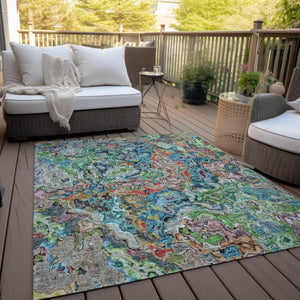 Homeroots 3' Beige Tan And Taupe Abstract Washable Area Rug For Indoor And Outdoor Spaces, Durable Design 8' X 10' Polyester 588459