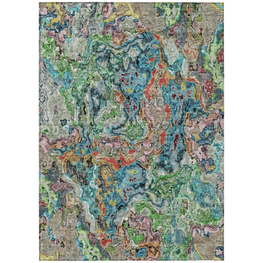 HomeRoots 9' Abstract Orange and Teal Blue Washable Area Rug for Indoor and Outdoor Use – Durable & Stylish 9' X 12' 588460