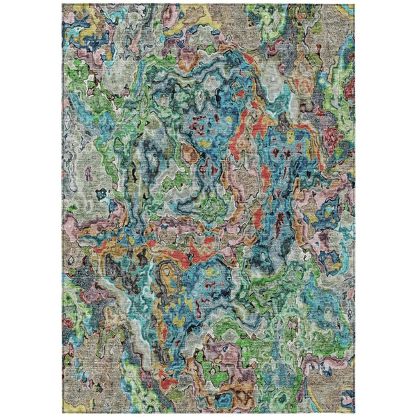HomeRoots 9' Abstract Orange and Teal Blue Washable Area Rug for Indoor and Outdoor Use – Durable & Stylish 9' X 12' 588460