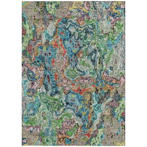 Homeroots 3' Beige Tan And Taupe Abstract Washable Area Rug For Indoor And Outdoor Spaces, Durable Design 10' X 14' Polyester 588461