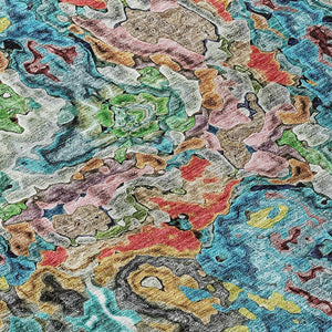 Homeroots 3' Beige Tan And Taupe Abstract Washable Area Rug For Indoor And Outdoor Spaces, Durable Design 10' X 14' Polyester 588461