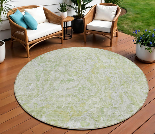 Homeroots 3' Beige Tan And Taupe Abstract Washable Area Rug For Indoor And Outdoor Spaces, Durable Design 8' Round Polyester 588464