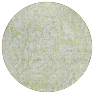 HomeRoots 5' Abstract Area Rug in Artichoke and Fern Green – Durable, Washable for Indoor & Outdoor Spaces 8' Round 588464