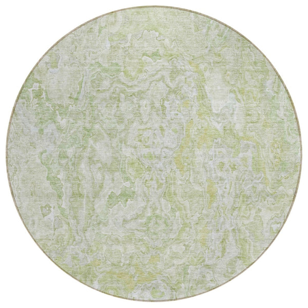 HomeRoots 5' Abstract Area Rug in Artichoke and Fern Green – Durable, Washable for Indoor & Outdoor Spaces 8' Round 588464