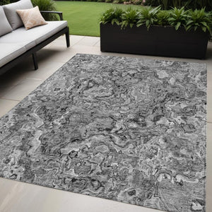 Homeroots 3' Beige Tan And Taupe Abstract Washable Area Rug For Indoor And Outdoor Spaces, Durable Design 5' X 8' Polyester 588469