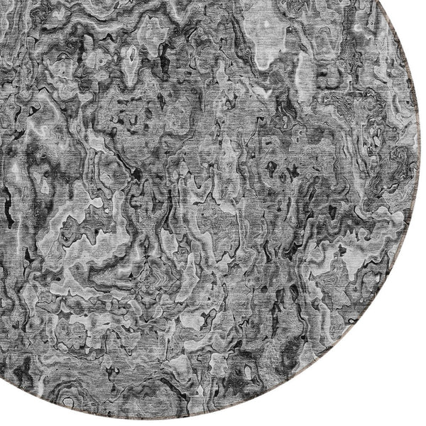 Homeroots 3' Beige Tan And Taupe Abstract Washable Area Rug For Indoor And Outdoor Spaces, Durable Design 8' Round Polyester 588470