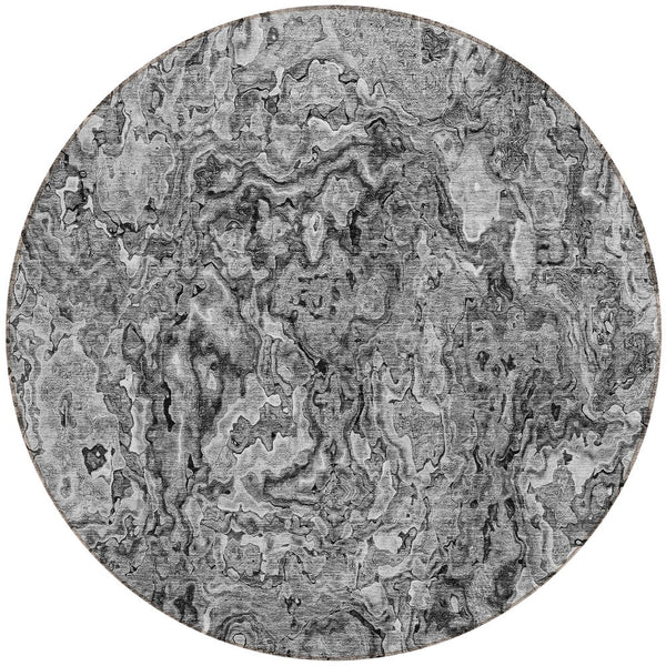 Homeroots 3' Beige Tan And Taupe Abstract Washable Area Rug For Indoor And Outdoor Spaces, Durable Design 8' Round Polyester 588470