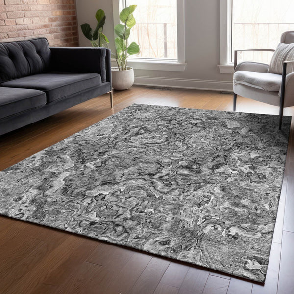 Homeroots 3' Beige Tan And Taupe Abstract Washable Area Rug For Indoor And Outdoor Spaces, Durable Design 8' X 10' Polyester 588471
