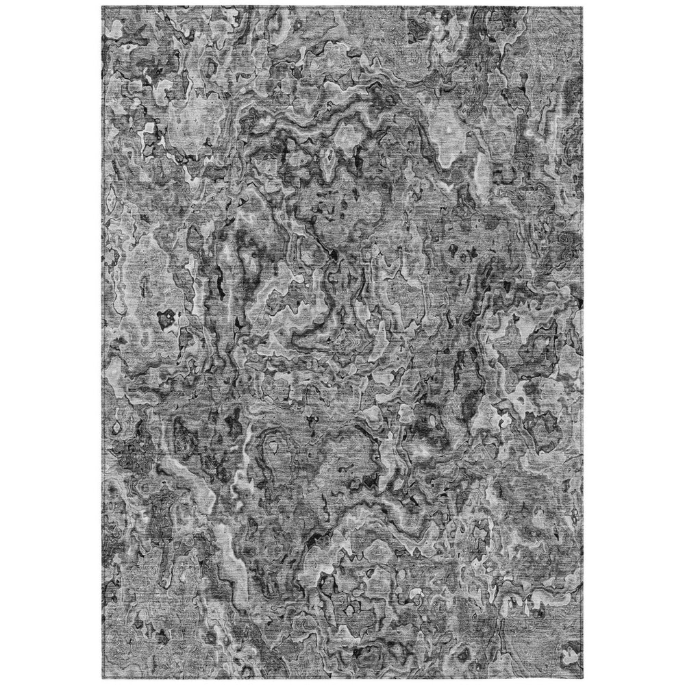 HomeRoots 9' Washable Abstract Area Rug in Gray, Charcoal, and Silver – Durable, Stylish for Indoor & Outdoor Use 9' X 12' 588472