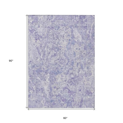 Homeroots 3' Beige Tan And Taupe Abstract Washable Area Rug For Indoor And Outdoor Spaces, Durable Design 5' X 8' Polyester 588475