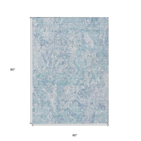 Homeroots 3' Beige Tan And Taupe Abstract Washable Area Rug For Indoor And Outdoor Spaces, Durable Design 5' X 8' Polyester 588481