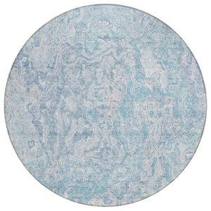 HomeRoots 5' Sky Blue and Denim Blue Abstract Area Rug - Stylish, Washable, Durable for Indoor & Outdoor Use 8' Round 588482