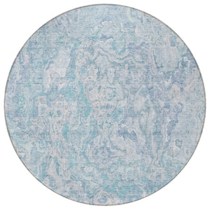 HomeRoots 5' Sky Blue and Denim Blue Abstract Area Rug - Stylish, Washable, Durable for Indoor & Outdoor Use 8' Round 588482