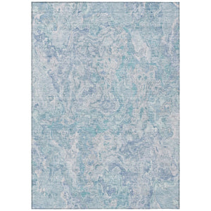HomeRoots 5' Sky Blue and Denim Blue Abstract Area Rug - Stylish, Washable, Durable for Indoor & Outdoor Use 8' X 10' 588483