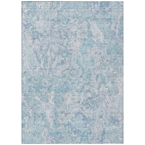HomeRoots 5' Sky Blue and Denim Blue Abstract Area Rug - Stylish, Washable, Durable for Indoor & Outdoor Use 8' X 10' 588483