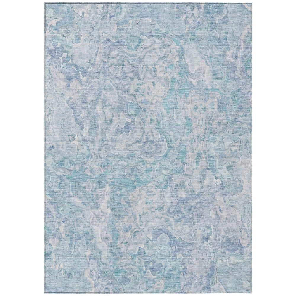 HomeRoots 9' Sky Blue and Denim Blue Abstract Washable Area Rug – Stylish, Durable Indoor-Outdoor Design! 9' X 12' 588484