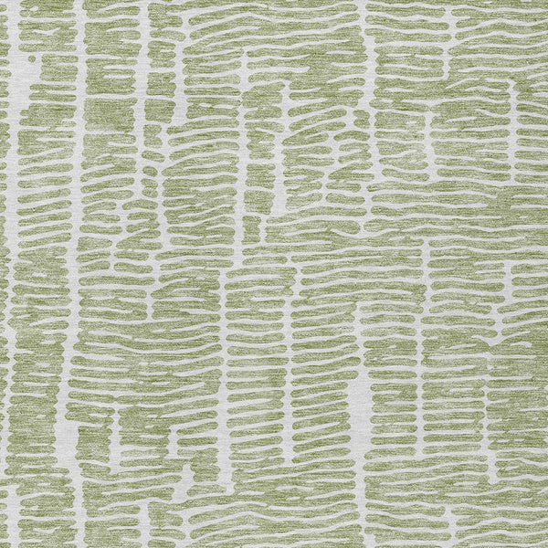 Homeroots 3' Artichoke Green And Ivory Abstract Washable Rug For Indoor And Outdoor Spaces, Stain-resistant Design 5' X 8' Polyester 588487