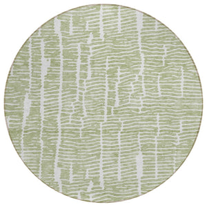 HomeRoots 5' Abstract Green and Ivory Washable Area Rug - Durable, Stain-Resistant Design for Indoor/Outdoor Use 8' Round 588488