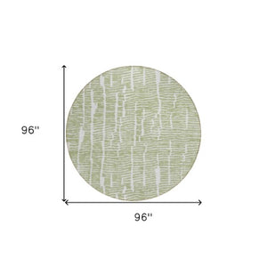 Homeroots 3' Artichoke Green And Ivory Abstract Washable Rug For Indoor And Outdoor Spaces, Stain-resistant Design 8' Round Polyester 588488
