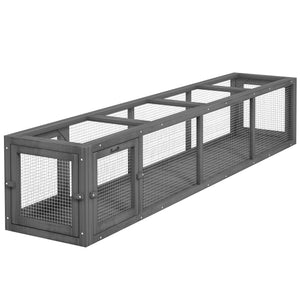 English Elm PawHut Extendable Outdoor Cat Tunnel 79" Wooden Catio Run with Weatherproof Mesh, Multi-Entry Grey+Black W2225P200585