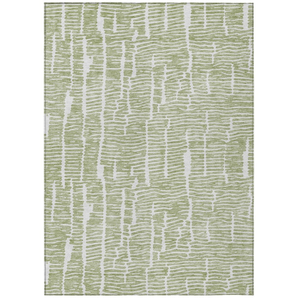 HomeRoots 9' Artichoke Green and Ivory Abstract Area Rug - Durable, Washable, Indoor/Outdoor Style for Any Space 9' X 12' 588490