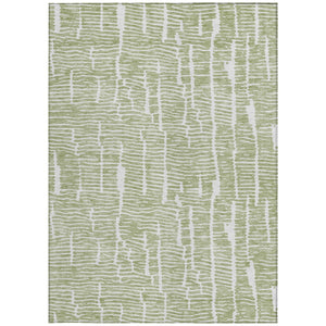 Homeroots 3' Artichoke Green And Ivory Abstract Washable Rug For Indoor And Outdoor Spaces, Stain-resistant Design 9' X 12' Polyester 588490
