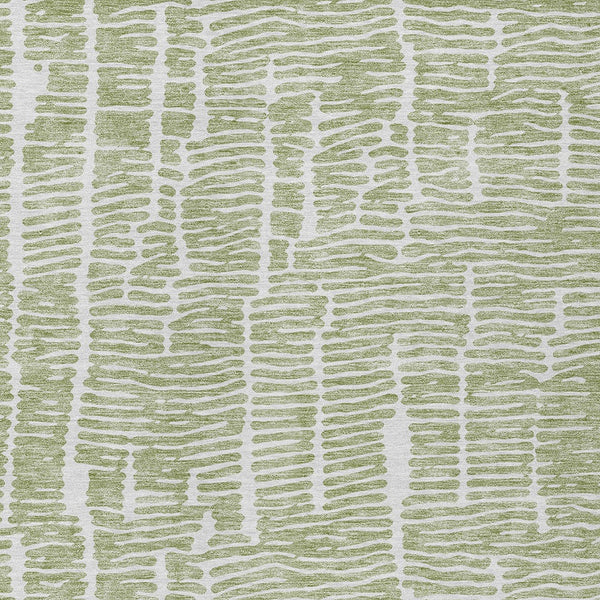 Homeroots 3' Artichoke Green And Ivory Abstract Washable Rug For Indoor And Outdoor Spaces, Stain-resistant Design 10' X 14' Polyester 588491